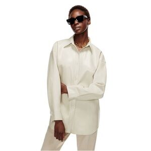 Aritzia Babaton Pelli Faux Leather Cream Shirt Jacket